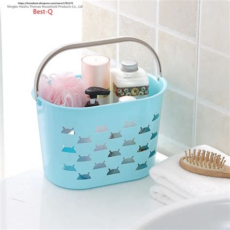 Free Shipping Plastic Basket Bath Shower Bathroom Bath Basket Blue Portable Storage Basket Mini