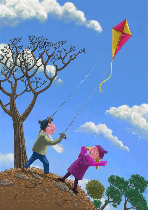 Flying Kite On Windy Day Poster By Martin Davey Kite Flying Windy Day Kite