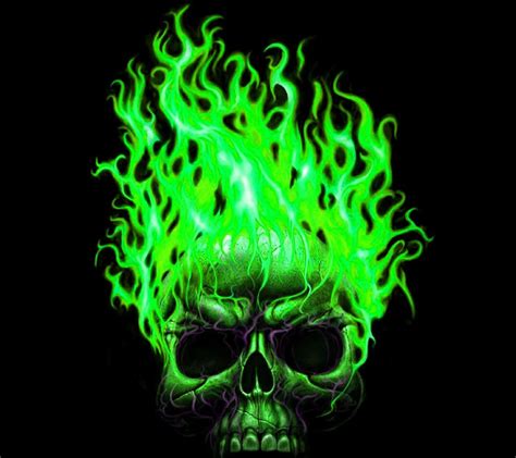 Green Flaming Skull Wallpaper