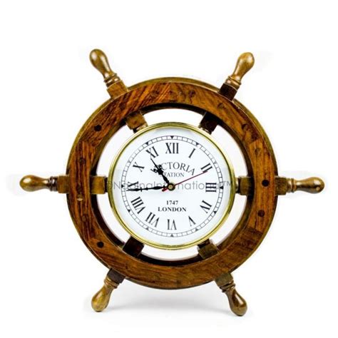 16″ Hand Crafted Wooden Ship Wheel With 6″ Wall Decor Premium Vintage