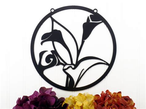 Calla Lily Flower Metal Wall Art Black 11x11 Garden T