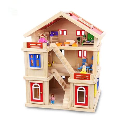 Childrens Three Story Doll House Toy House Large Villa Set Girl