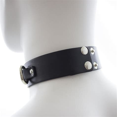 O Ring Leather Choker And Leash Necklace Bdsm Submissive Lead Etsy