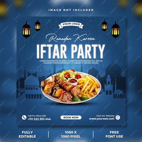 Premium Psd Ramadan Kareem Iftar Party Social Media Post Template
