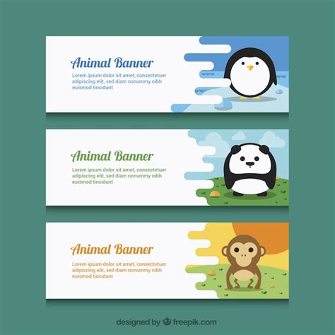 Cute Animal Banners Collection Vector Premium Download