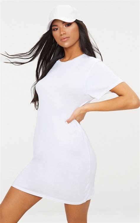 Basic White Short Sleeve T Shirt Dress White Tshirt Dress T Shirt