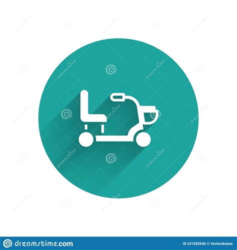 White Electric Wheelchair For Disabled People Icon Isolated With Long