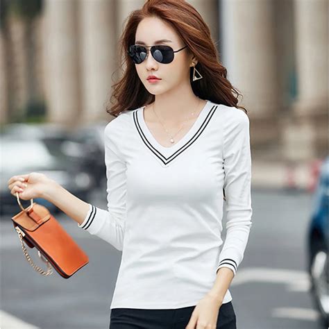 Poleras Manga Larga Mujer 2018 Mujeres Corea Ropa Kawaii Camiseta Camiseta Blanco Manga Larga