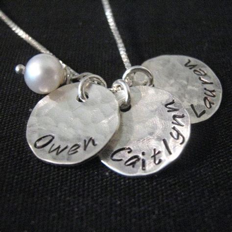 Personalized Necklace Hand Stamped Mommy Necklace Three Etsy Mother