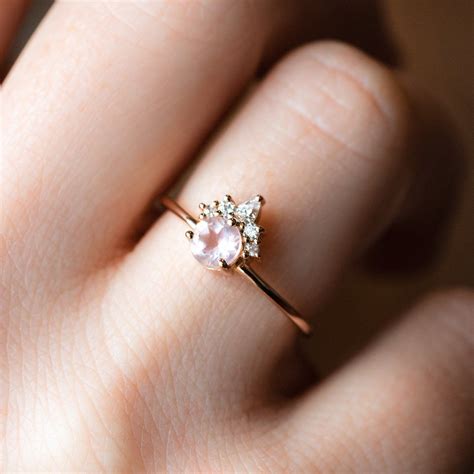 Save 5% on 2 select item(s). Rose Quartz Olivia Ring | Engagement ring white gold, Pink morganite engagement ring, White gold ...