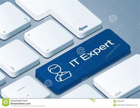 It Expert Key Keyboard With 3d Concept Stock Illustration