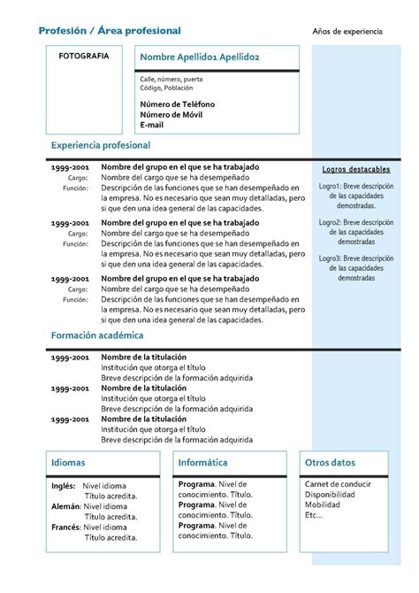 Cv Cronológico Modelos Y Plantillas