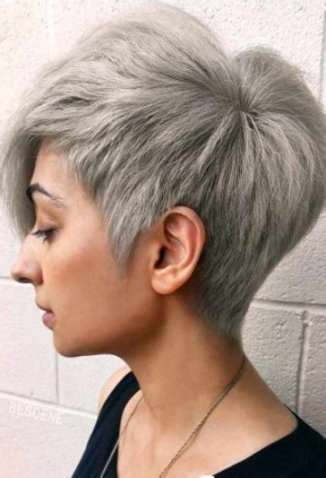 Gray short hair that's been styled with longer layers at the bottom has the tendency to flip out—and that's okay! 300+ Classy Short Hairstyles for Grey Hair Gallery 202 to ...