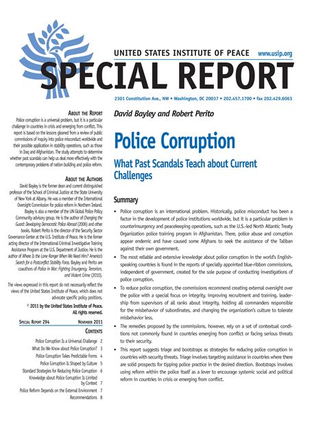 Police Corruption United States Institute Of Peace