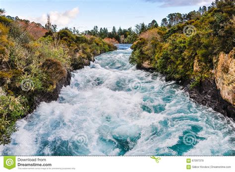 Wild Waters Of Huka Falls New Zealand Stock Image Image Of Motion