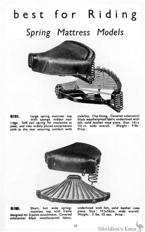 Brooks Spring Mattress Saddles 1935