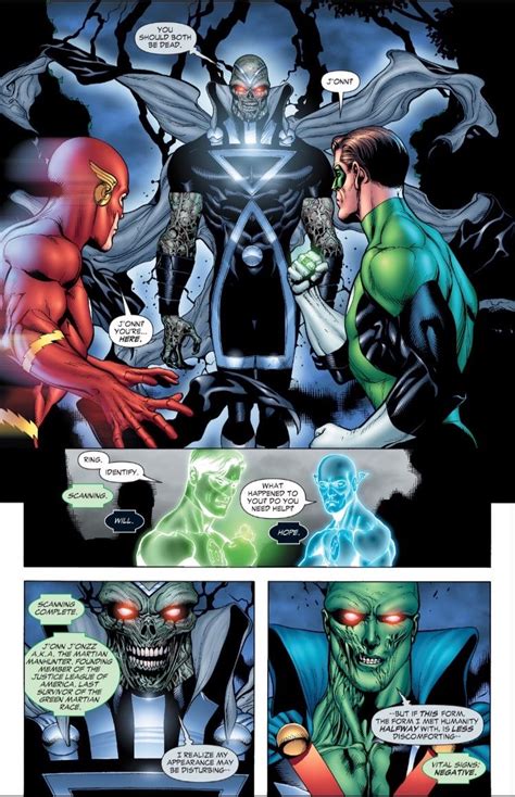 Flash And Green Lantern With Blackest Night Martian Manhunter Superhero