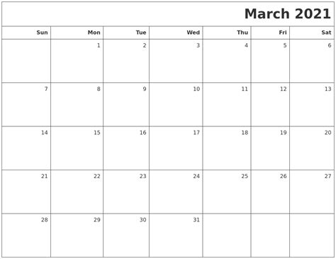 Are you looking for a free printable calendar 2021? March 2021 Printable Blank Calendar