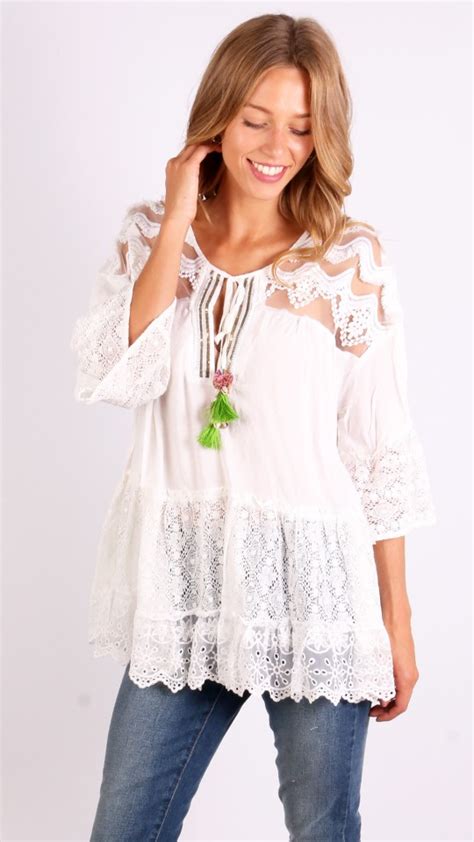 Lace White Tunic Top