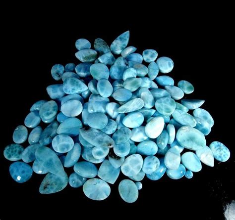 7595ct Larimar Dominican Republic Natural Blue Small Size Lot Mix Cab