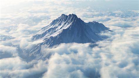 Mountain Clouds Snowy Peak Wallpapers Hd Desktop And