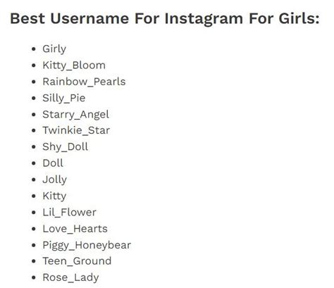 Best Username For Instagram For Girls Girls Usernames For Instagram
