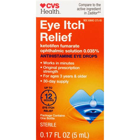 CVS Health Eye Itch Relief Antihistamine Eye Drops (Generic Zatador)