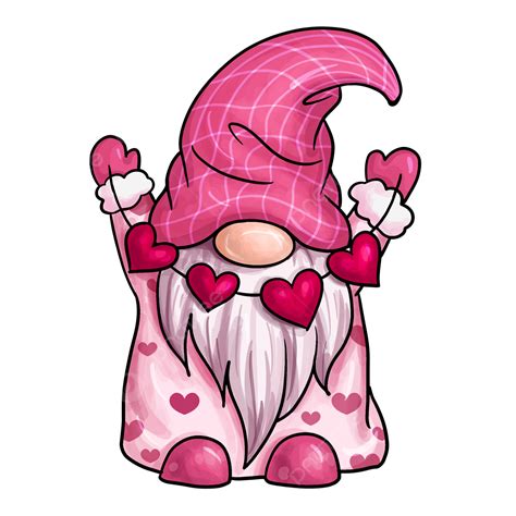 Valentine Gnomes Png Picture Valentines Day Pink Heart Gnome Girl