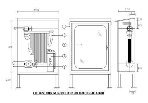 Fire Hose Rack Cabinet For Out Door Drawing Dwg File Cadbull