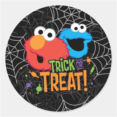 Cookie Monster And Elmo Trick Or Treat Classic Round Sticker