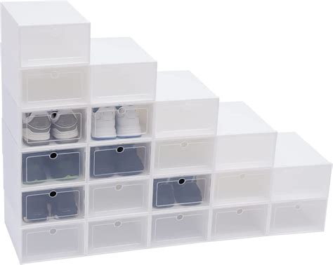 Loyalheartdy 20 Pcs Shoe Storage Boxes Clamshell Clear Shoe Boxes Stackable Plastic