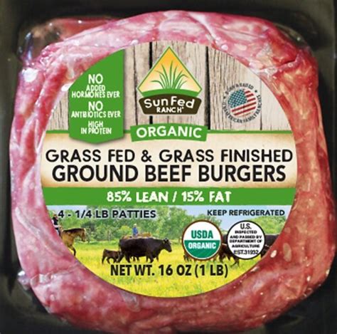 Sunfed Ranch Organic Grass Fed Ground Beef Burgers 16 Oz Ralphs