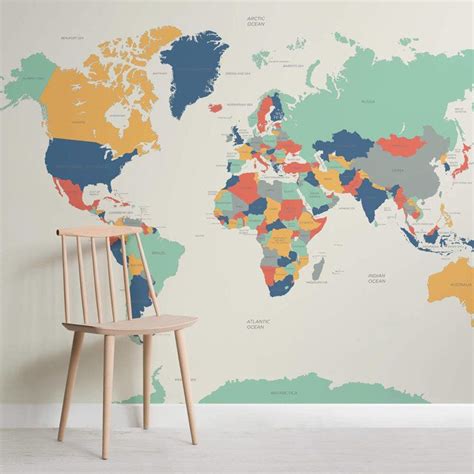 Neutral Colour World Map Wallpaper Mural Hovia Uk Map Wall Mural