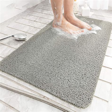 Zokbom Loofah Shower Mat Non Slip Soft Textured Bath Mat With Drain