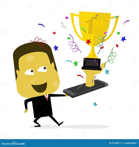 Businessman Wins From Phone Stock Vector Illustration Of Celebration