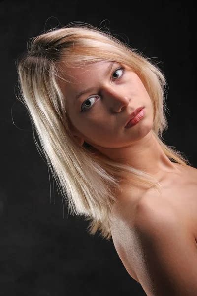 Beautiful Nude Blonde Black Background Stock Photo By Amikphoto