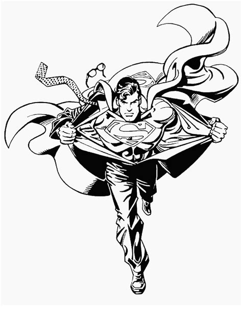 Clark Kent Changing Into Superman Printable Coloring Page