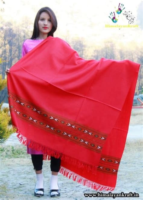 Himachali Shawls Online Womens Shawl Pure Woolen Red Loom