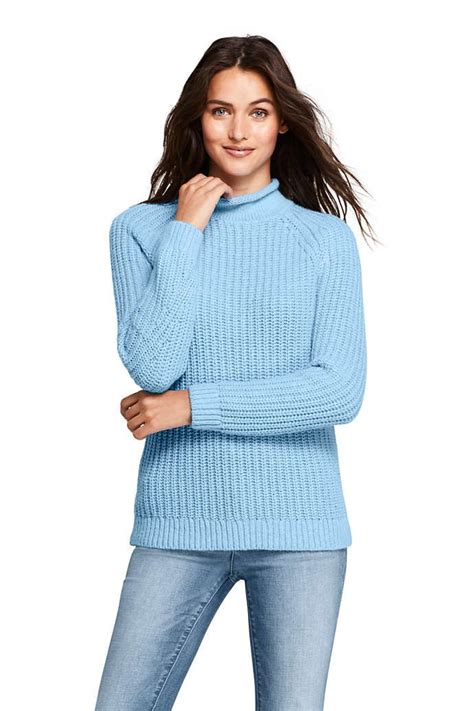 Womens Cozy Lofty Shaker Roll Neck Sweater From Lands End Clothing