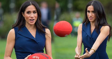 Pregnant Meghan Markle Plays Dangerous Australian Football Game