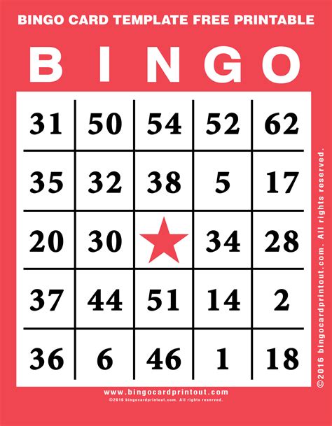 Bingo Card Template Printable Printable World Holiday