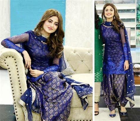 Amazing Shade Of Blue Suit Sajal Ali Ali Dress Patiala Dress