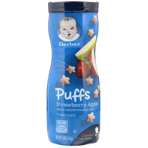 Gerber Puffs Cereal Snack 8 Months Strawberry Apple 148 Oz 42 G