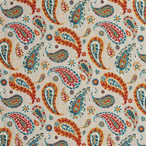 Aqua And Beige Large Paisley Print Intricate Indian Look