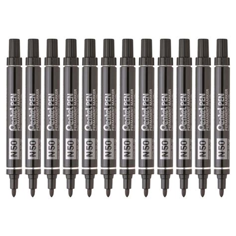 Pentel N50 A Marker Pen Bullet Black Box 12 Winc