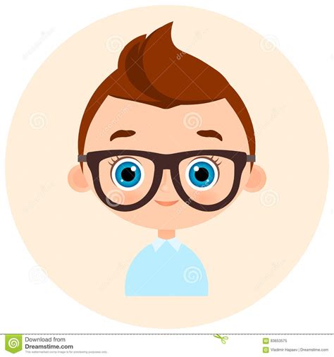 Faces Avatar In Circle Portrait Young Boy With Glasses