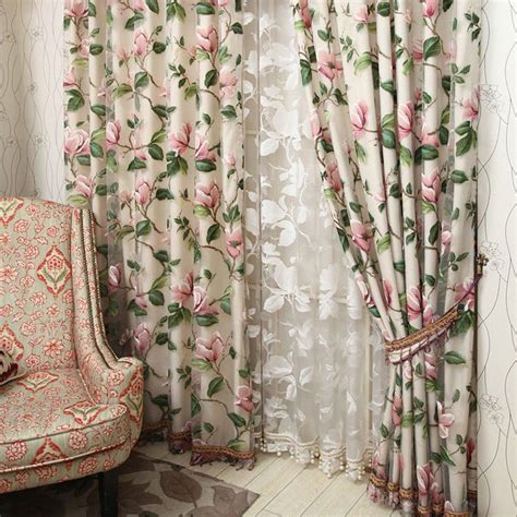 Amazing Pink Flower Heavy Hot Sale Curtains Two Panels Buy Multi Color Jacquard Energy Saving