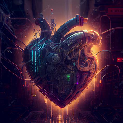 Premium Photo Cyberpunk Heart With Neon Lights Futuristic Heart Love