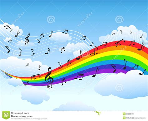 Rainbow music notes black background. Happy Rainbow With Music Note Background Stock Vector ...