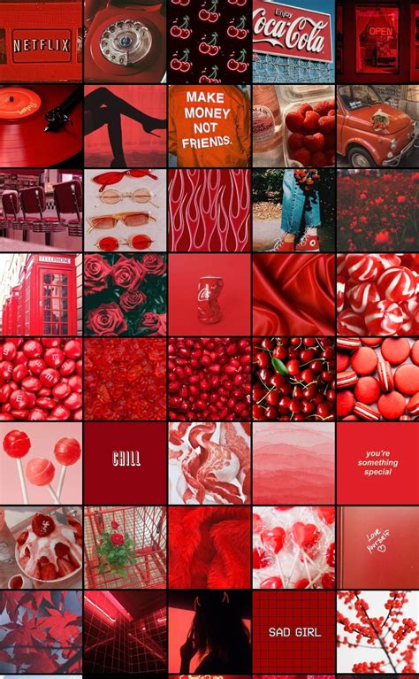 60 Red Aesthetic Wall Collage Kit Digital Download Etsy Images And